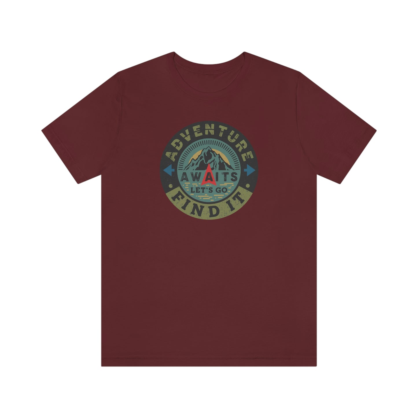 The Outdoor POD Store: Vintage Camping Tee Collection - Adventure Awaits Let's Go Find It. Maroon