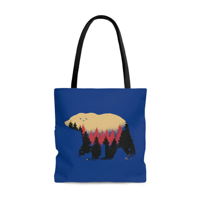 The Outdoor POD Store. Camping Tote Collection. Bear Silhouette. Blue