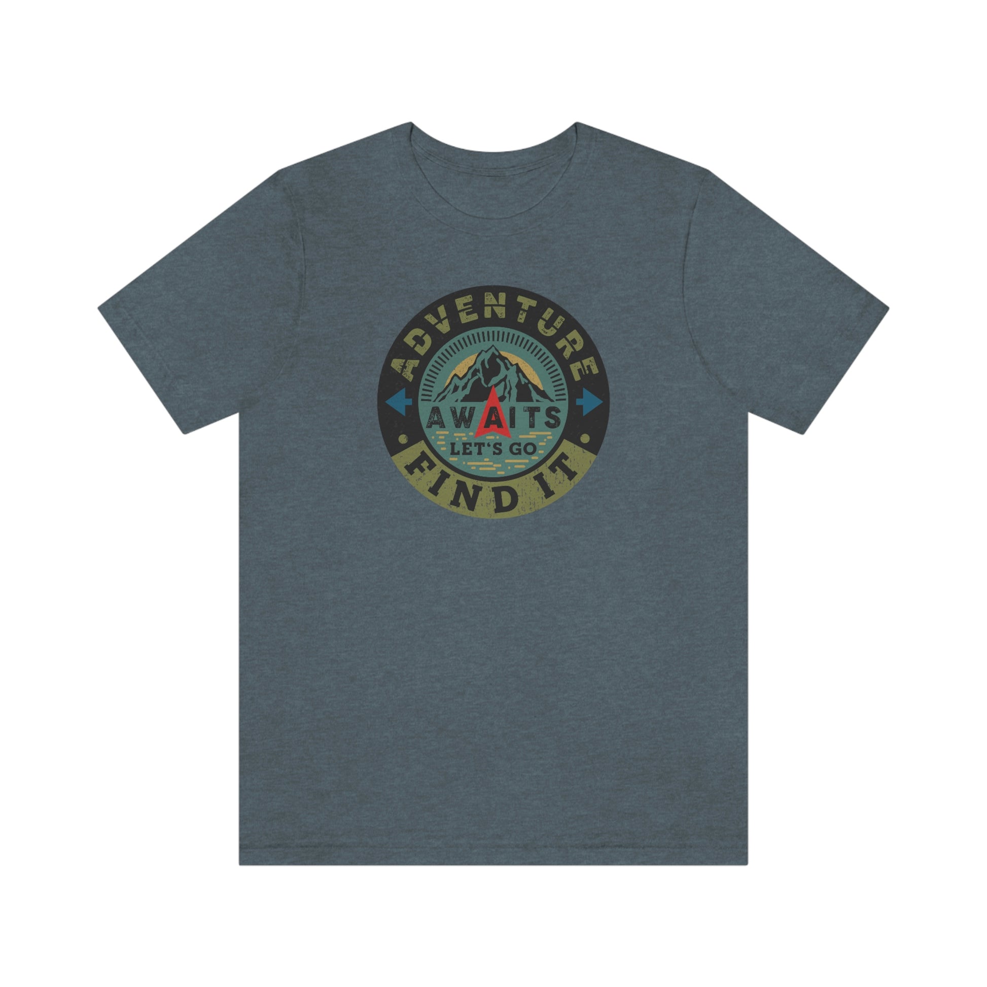 The Outdoor POD Store: Vintage Camping Tee Collection - Adventure Awaits Let's Go Find It. Heather Slate