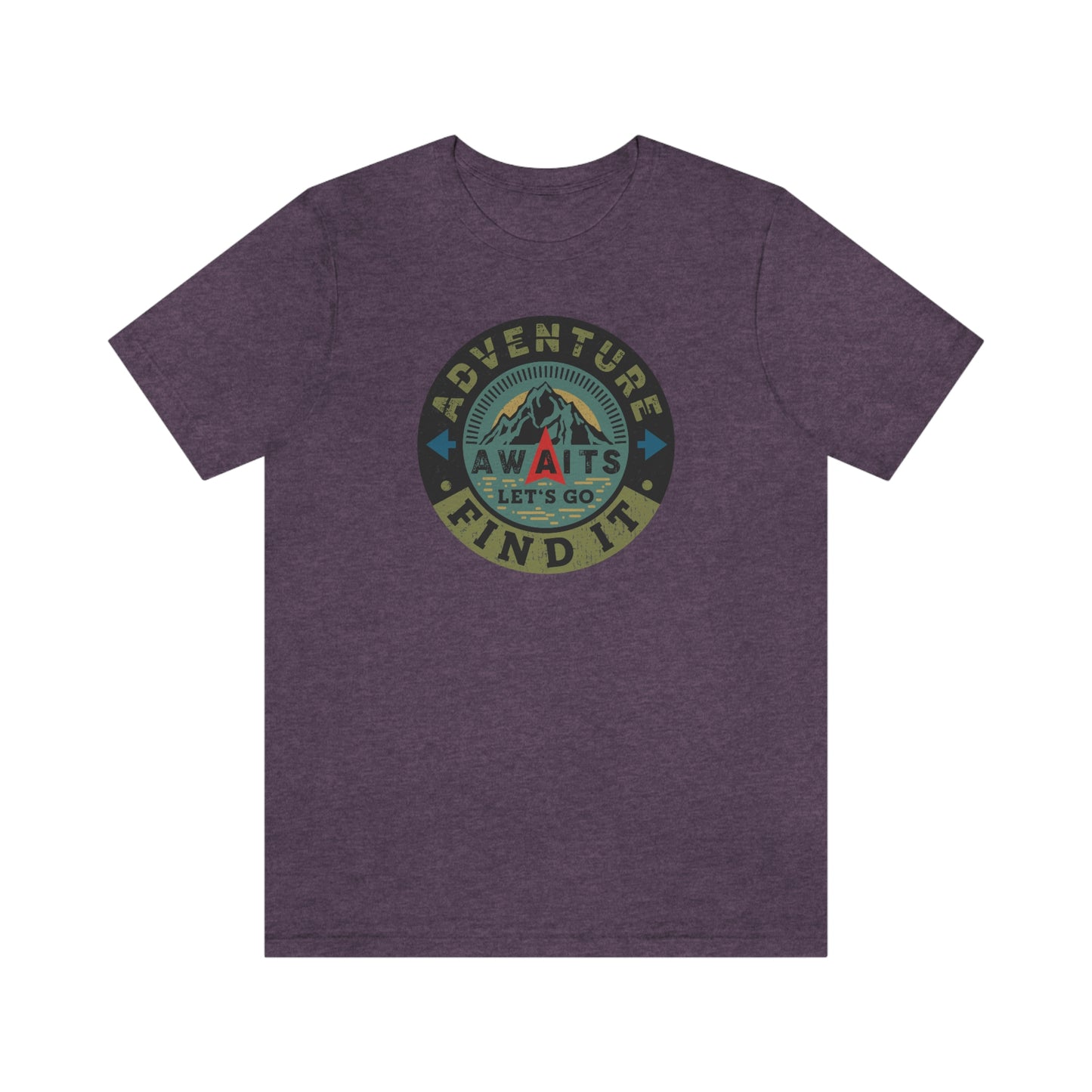 The Outdoor POD Store: Vintage Camping Tee Collection - Adventure Awaits Let's Go Find It. Heather Team Purple