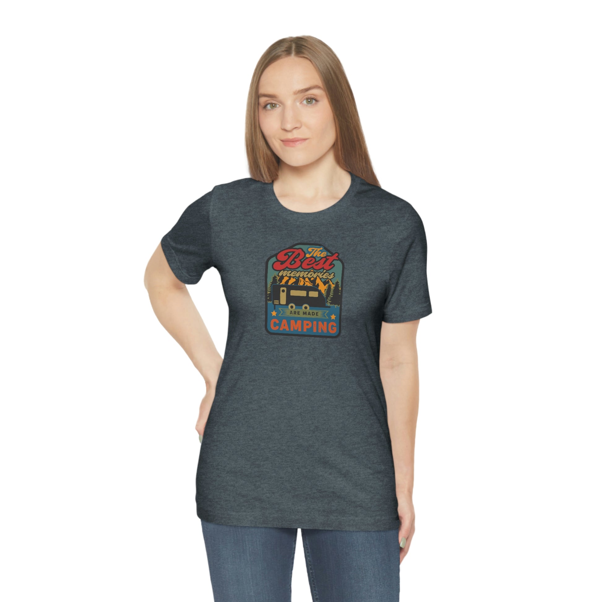 The Outdoor POD Store: Vintage Camping Tee Collection - The Best Memories are Made Camping. Heather Slate