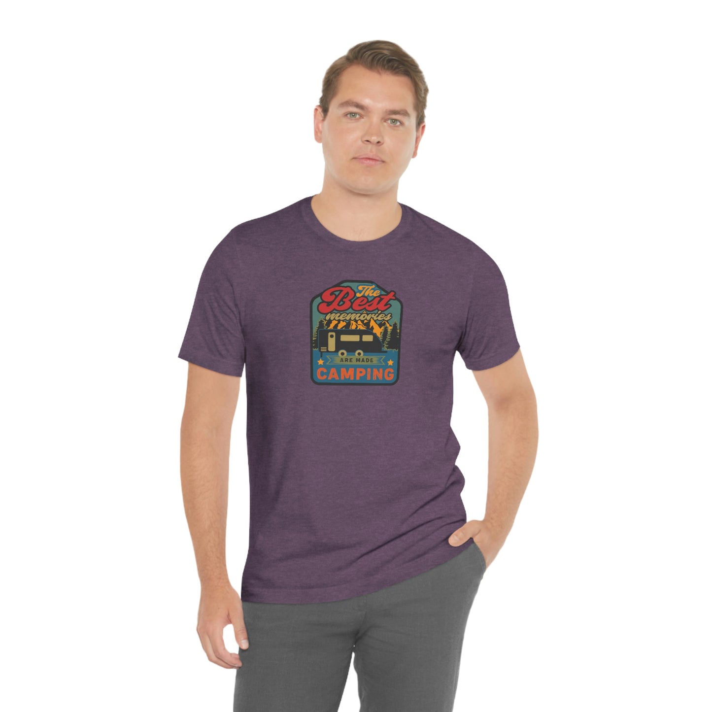 The Outdoor POD Store: Vintage Camping Tee Collection - The Best Memories are Made Camping. Heather Team Purple