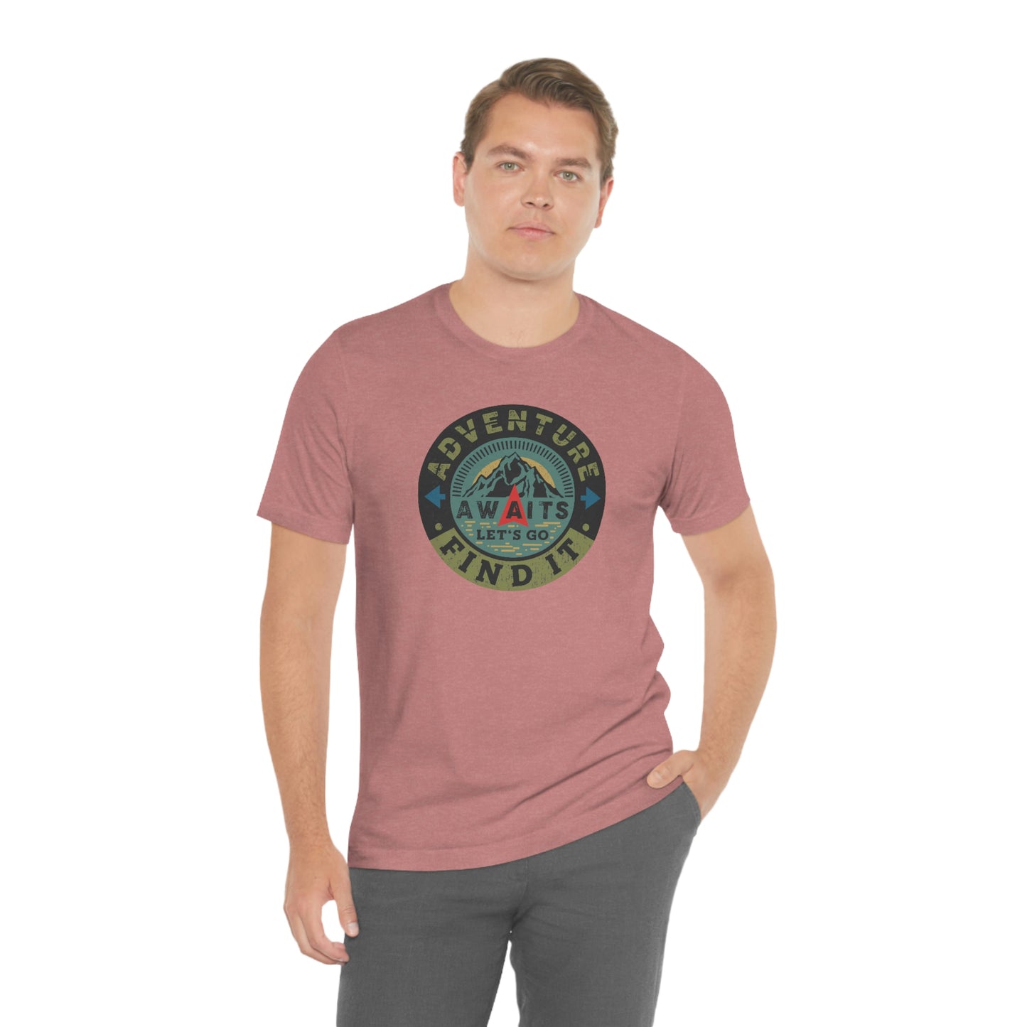 The Outdoor POD Store: Vintage Camping Tee Collection - Adventure Awaits Let's Go Find It. Heather Mauve