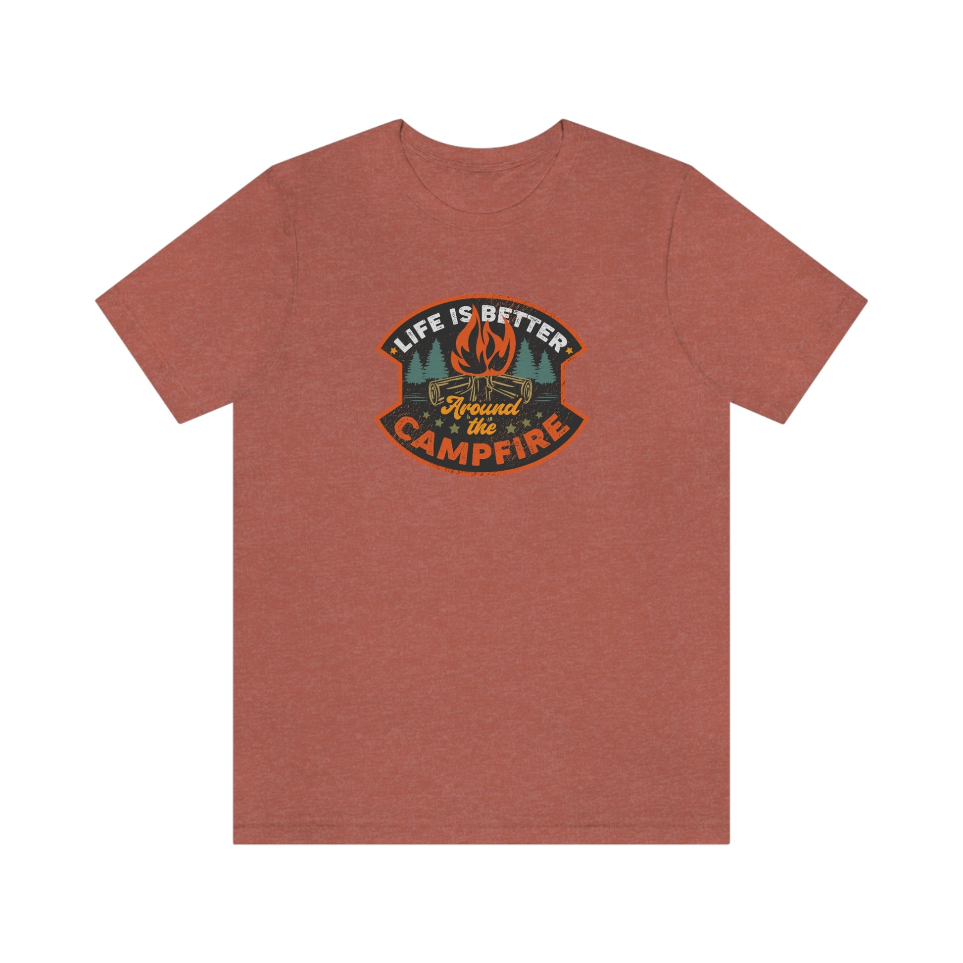 The Outdoor POD Store: Vintage Camping Tee - Life is Better Around the Campfire. Heather Clay