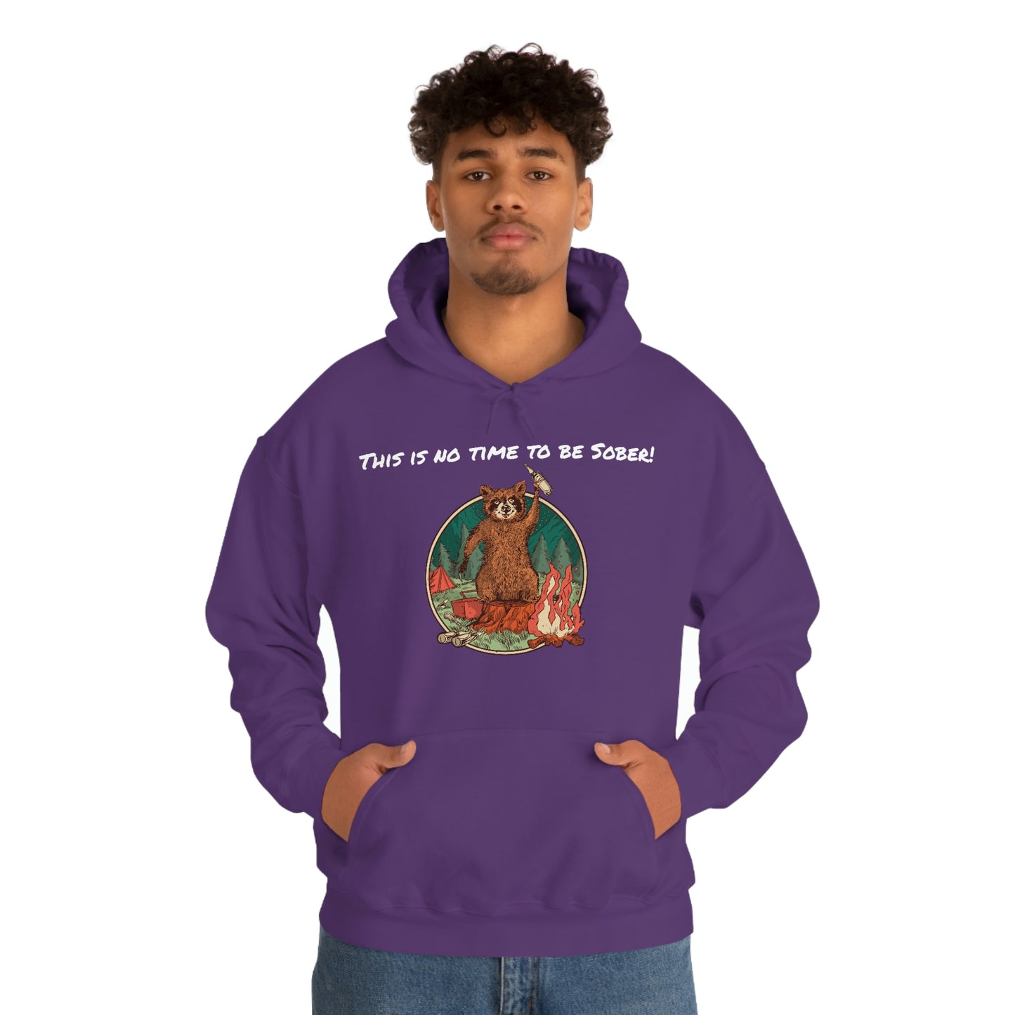 The Outdoor POD Store. This is No Time To Be Sober Hoodie. Purple