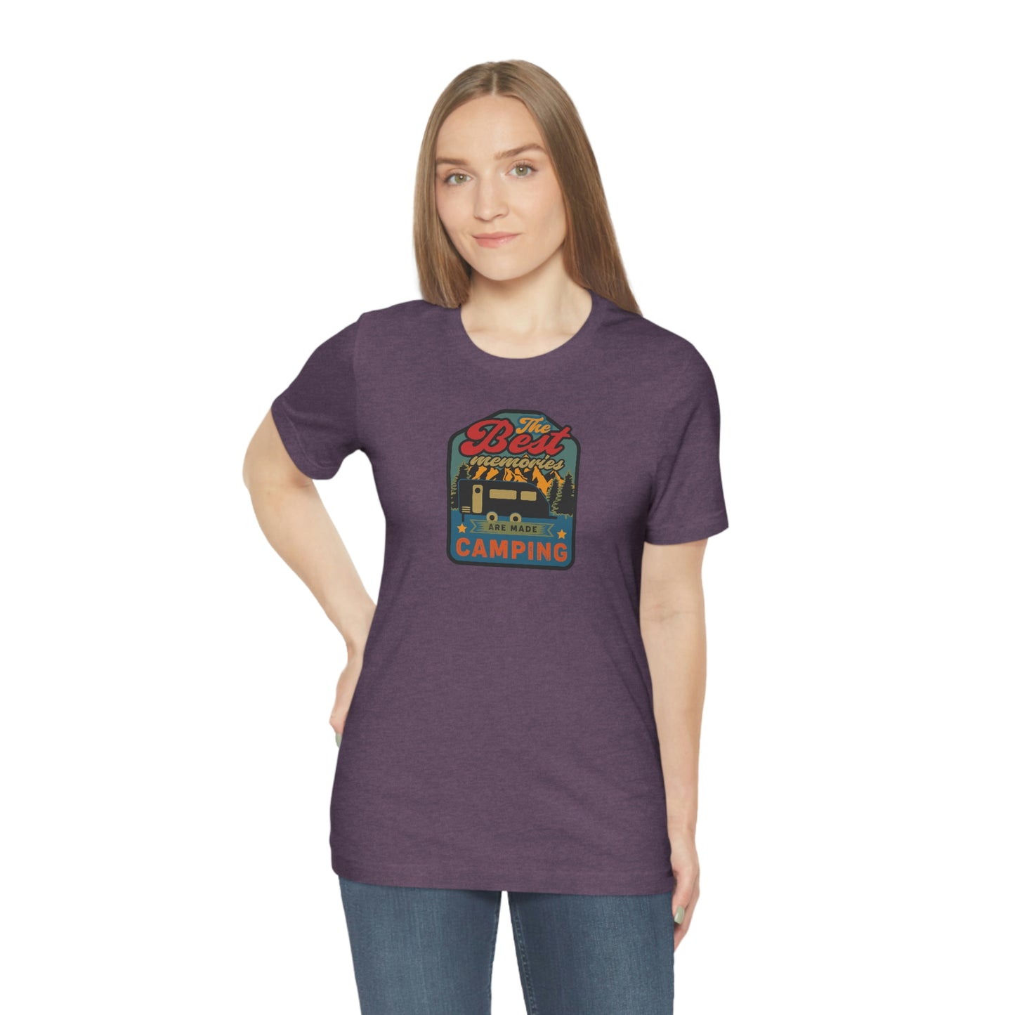 The Outdoor POD Store: Vintage Camping Tee Collection - The Best Memories are Made Camping. Heather Team Purple