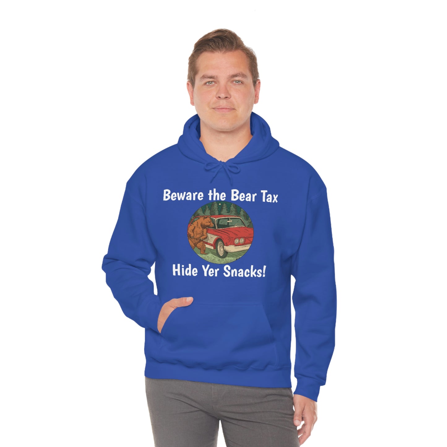 Funny Animal Meme Hoodie - Beware the Bear Tax Hide Yer Snacks!