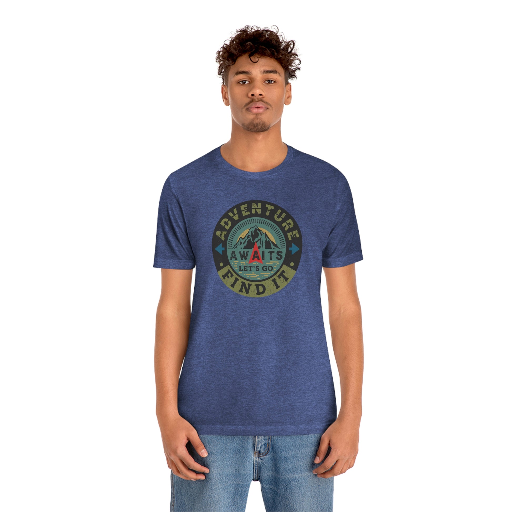 The Outdoor POD Store: Vintage Camping Tee Collection - Adventure Awaits Let's Go Find It. Heather Royal Blue