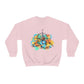 Light pink Camping Sweater. Pastel color mountains and compass light pink sweater