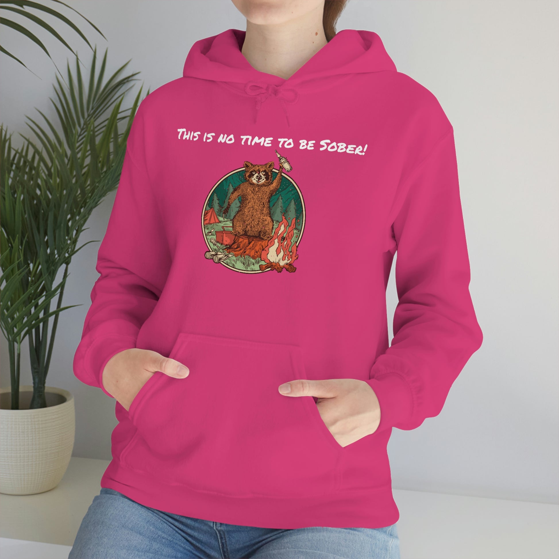 The Outdoor POD Store. This is No Time To Be Sober Hoodie. Pink