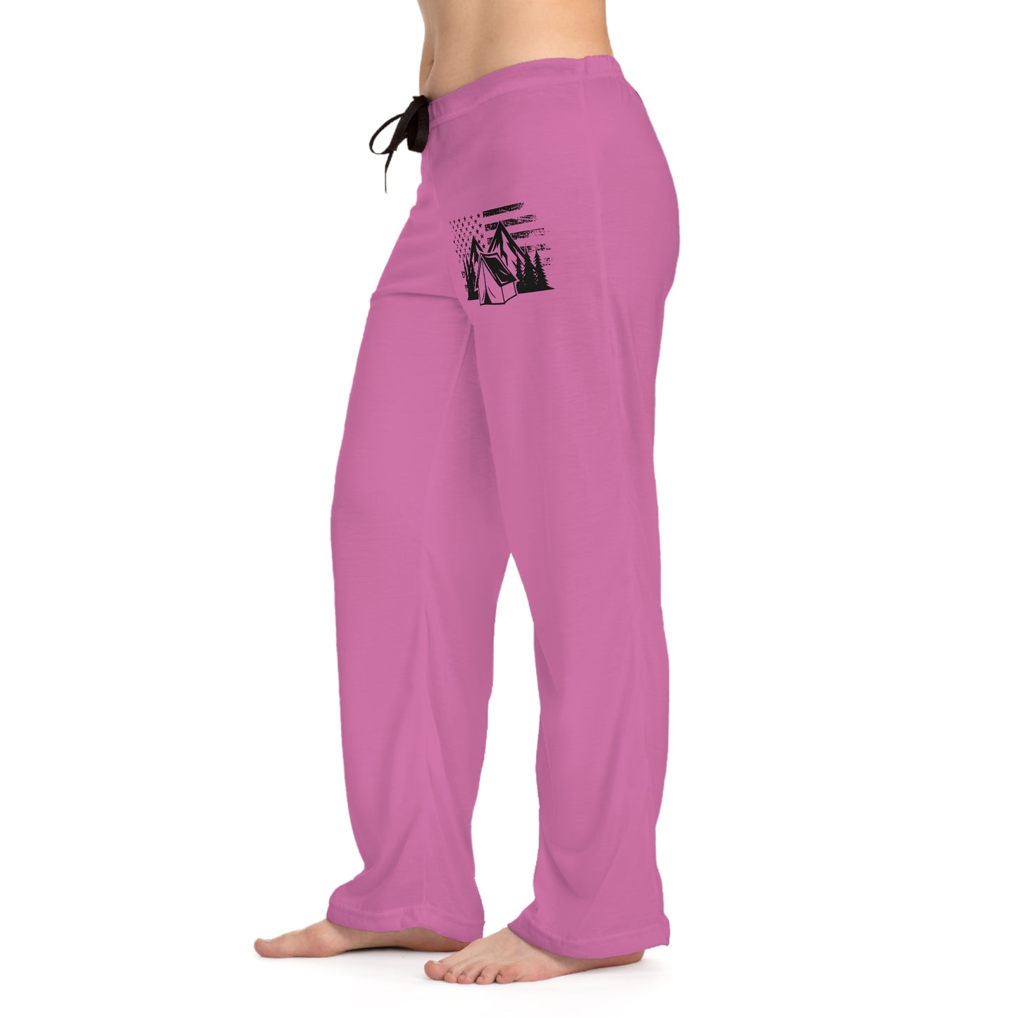 Women's Pajama Pants - Pink American Flag & Tent