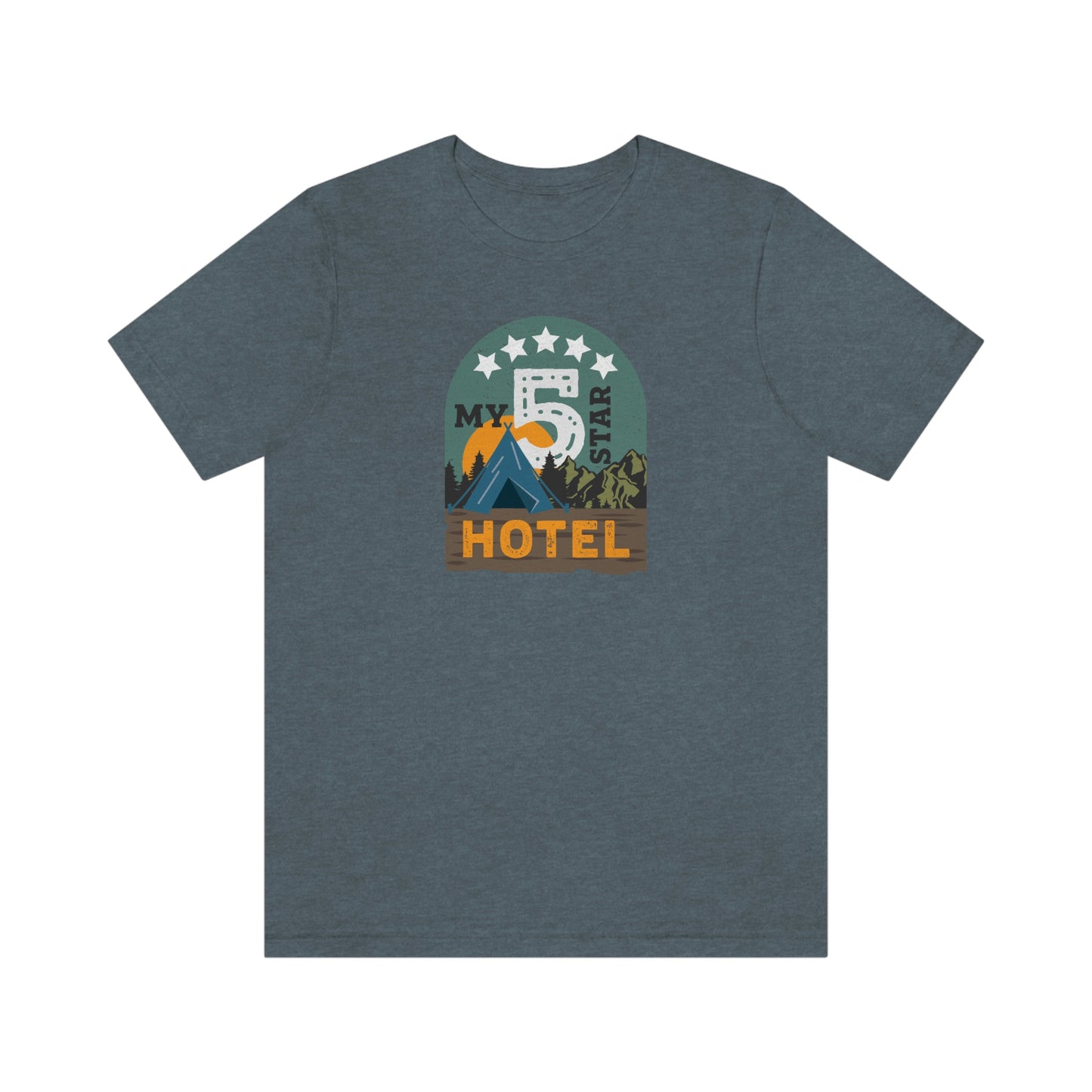 The Outdoor POD Store: Vintage Camping Tee - My Five Star Hotel is a Tent. Heather Slate