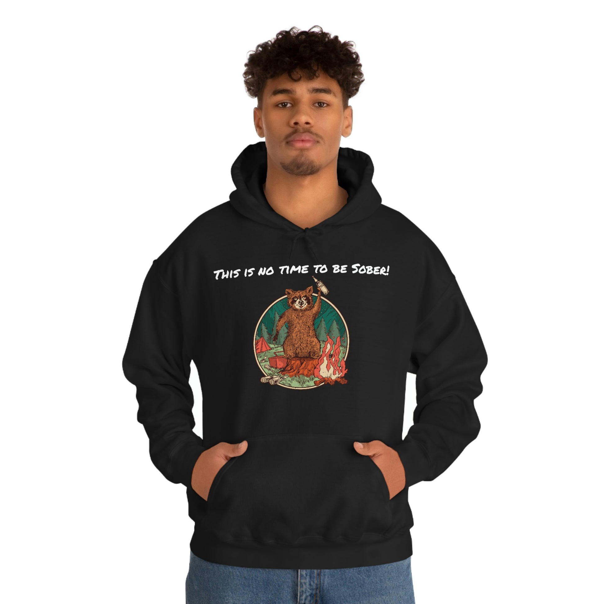 The Outdoor POD Store. This is No Time To Be Sober Hoodie. Black