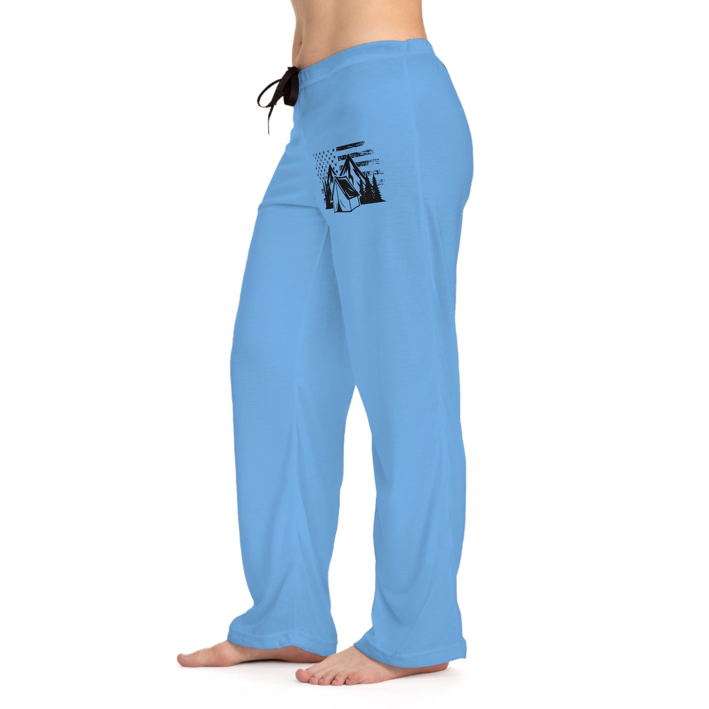 Women's Pajama Pants - Blue American Flag & Tent