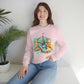 Light pink Camping Sweater. Pastel color mountains and compass light pink sweater