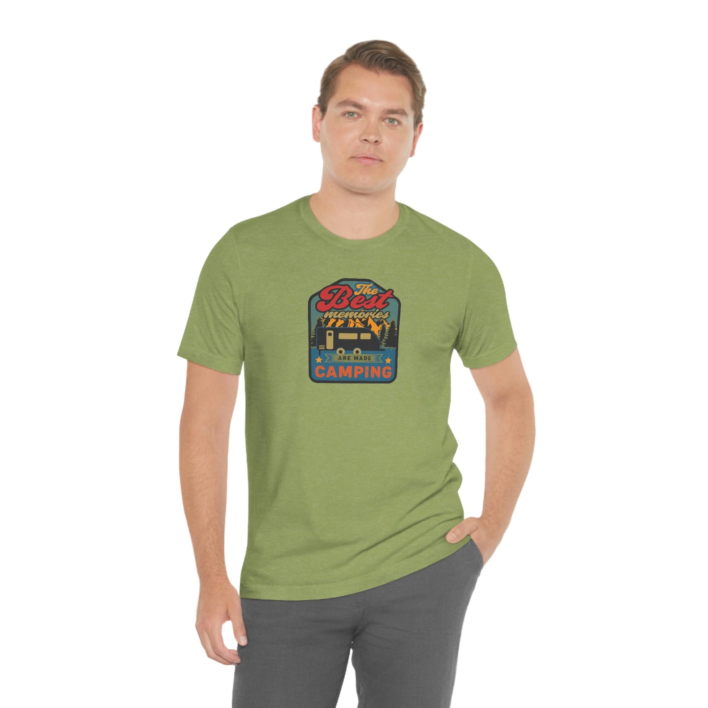 The Outdoor POD Store: Vintage Camping Tee Collection - The Best Memories are Made Camping. Heather Green