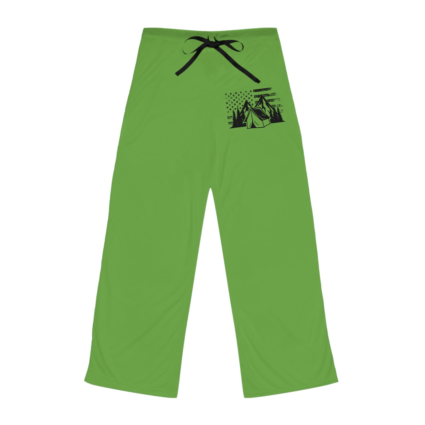 Women's Pajama Pants - Green American Flag & Tent