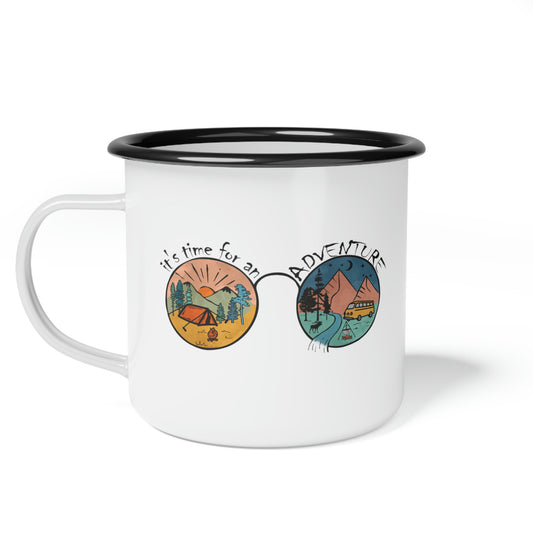 Enamel Camping Coffee Mug - It's Time for an Adventure