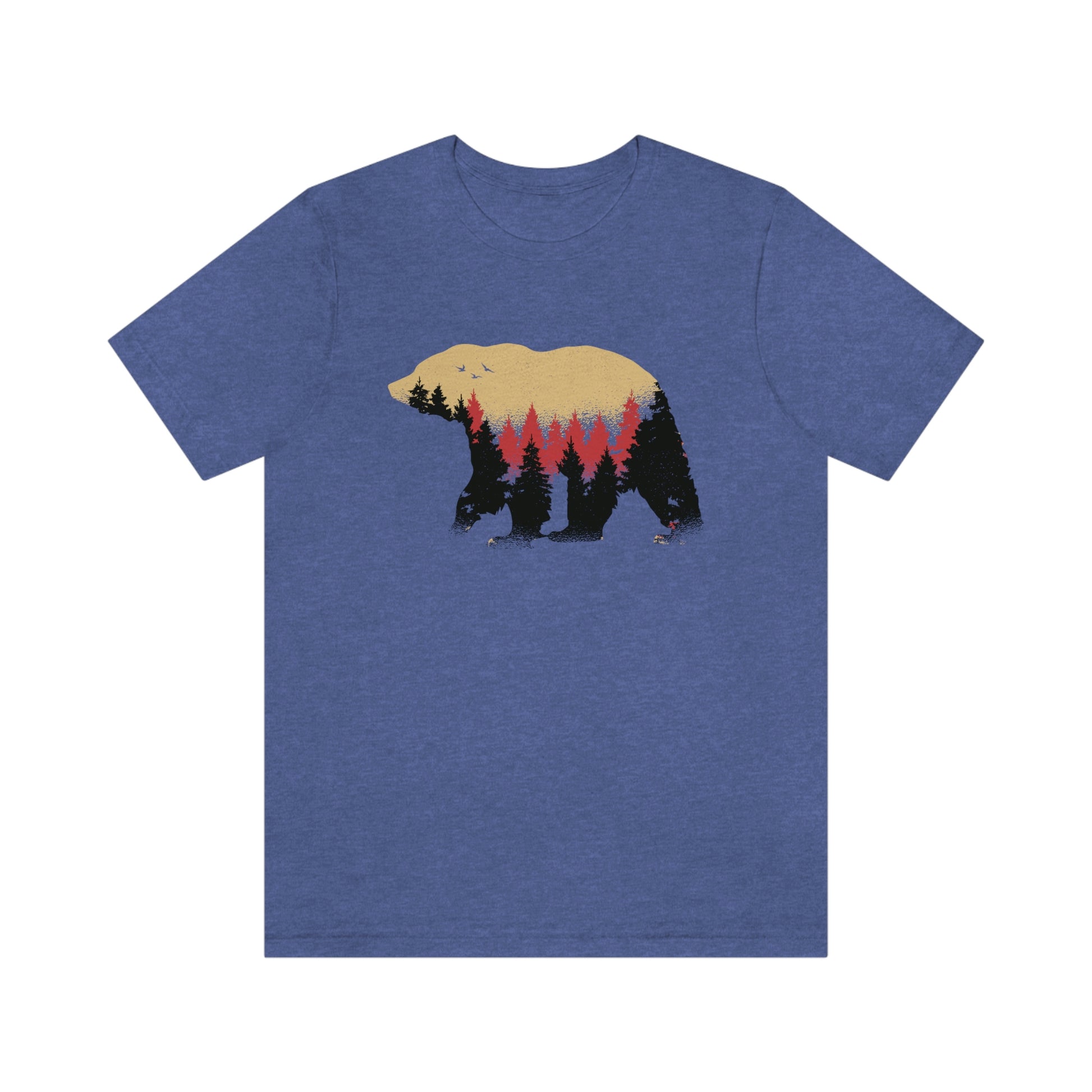 Outdoor POD Store. Camping Tee Collection. Bear Silhouette. Heather True Royal