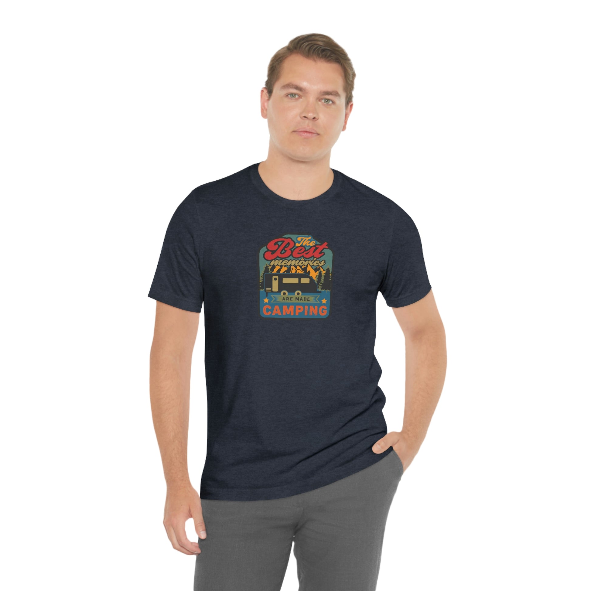 The Outdoor POD Store: Vintage Camping Tee Collection - The Best Memories are Made Camping. Heather Navy