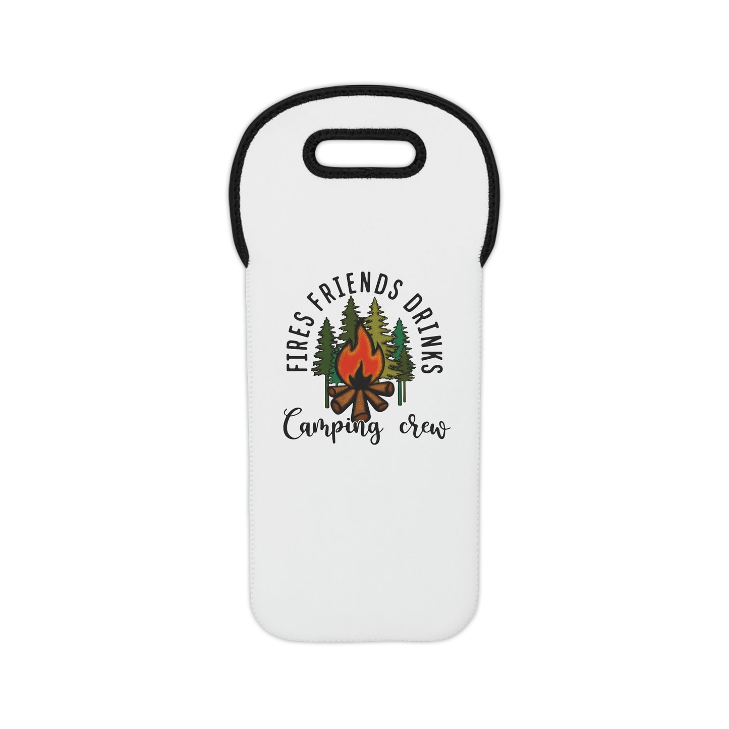 Wine Tote Bag - Camping Crew - Fires, Friends, Drinks - White