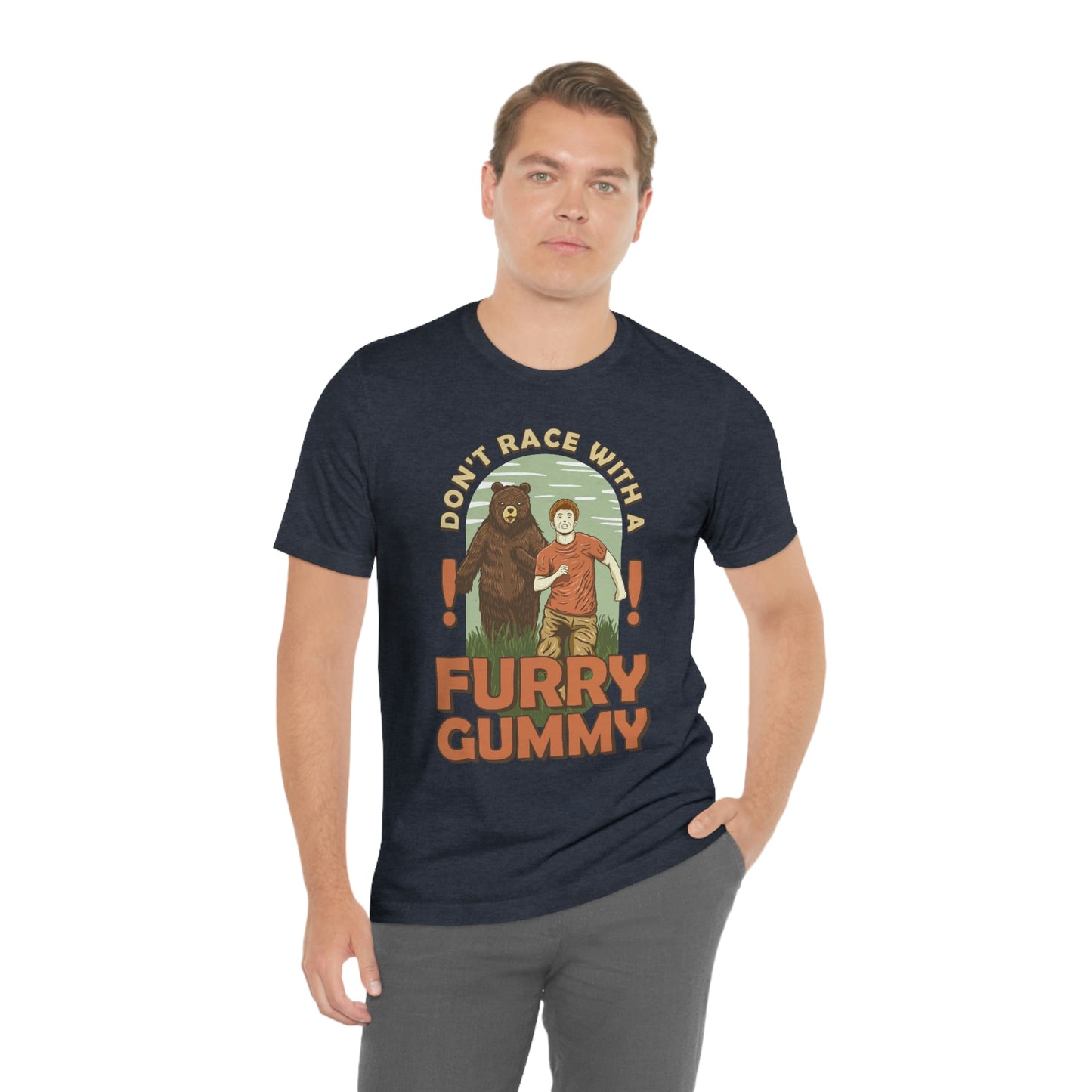 Funny Animal Meme Tee - Don't Race a Furry Gummy!