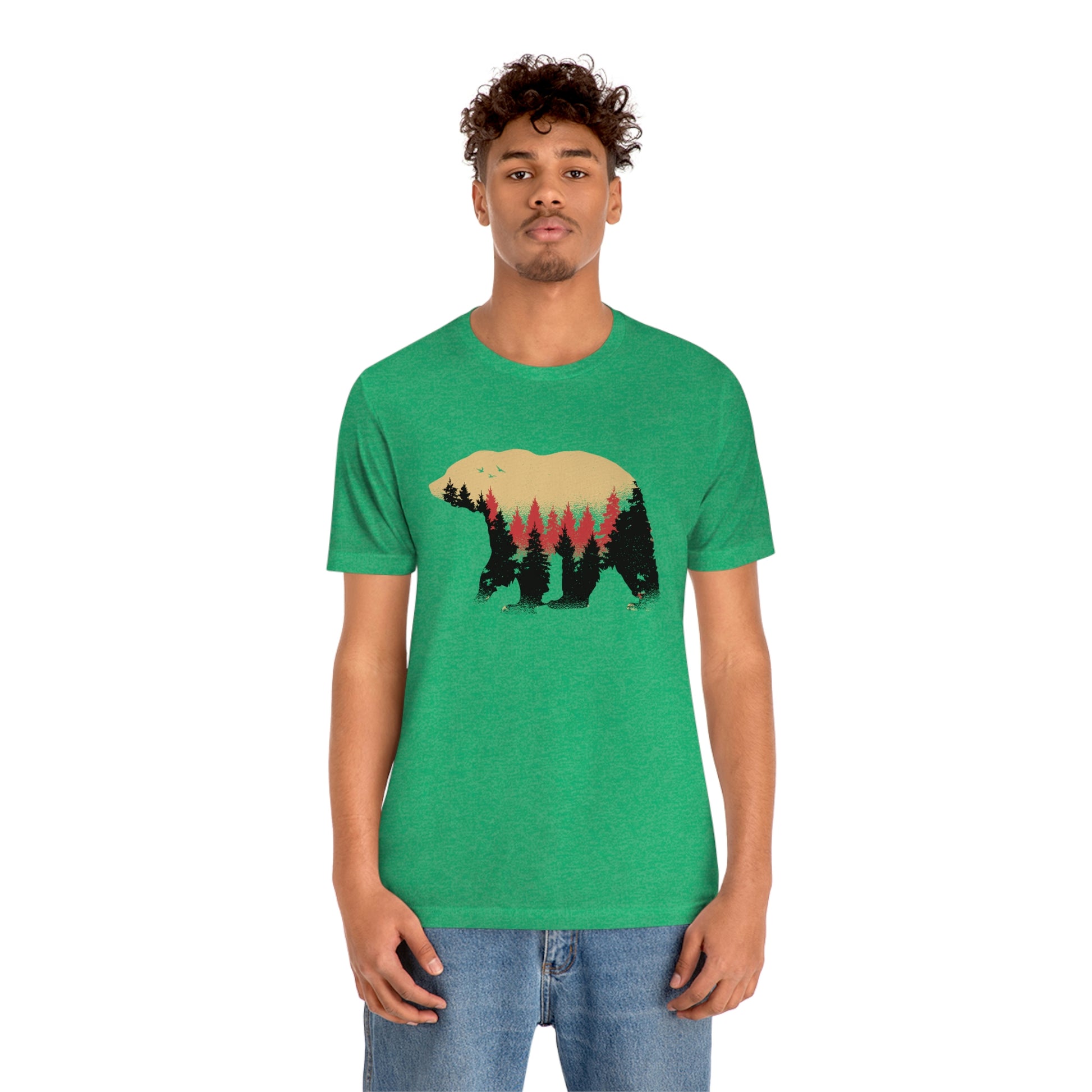 Outdoor POD Store. Camping Tee Collection. Bear Silhouette. Heather Kelly