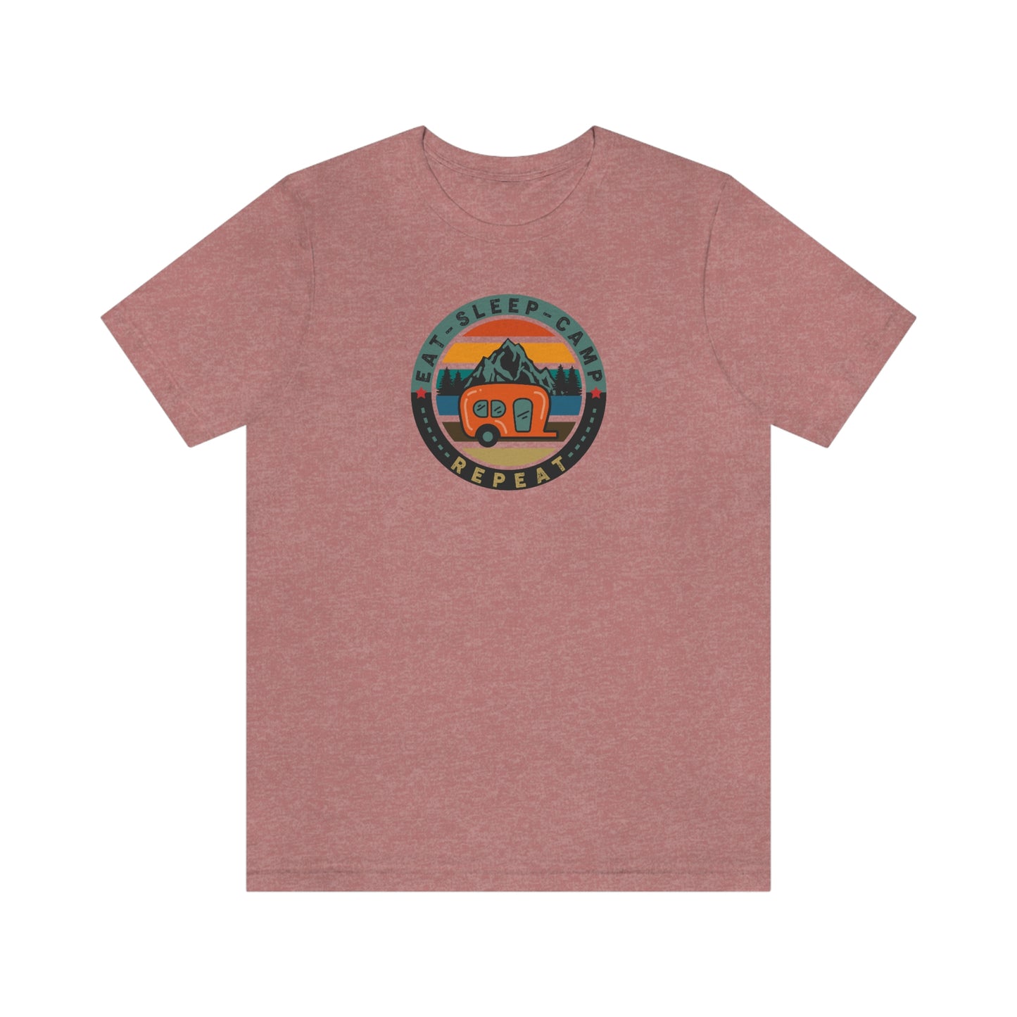 The Outdoor POD Store: Vintage Camping Tee - Eat, Sleep, Camp, Repeat. Heather Mauve