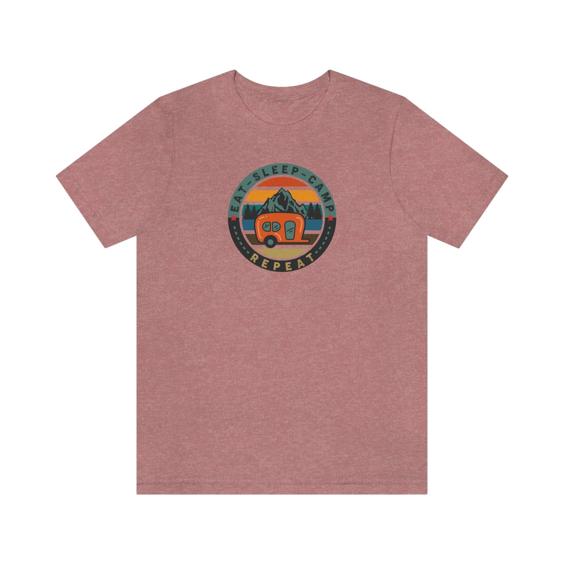 The Outdoor POD Store: Vintage Camping Tee - Eat, Sleep, Camp, Repeat. Heather Mauve