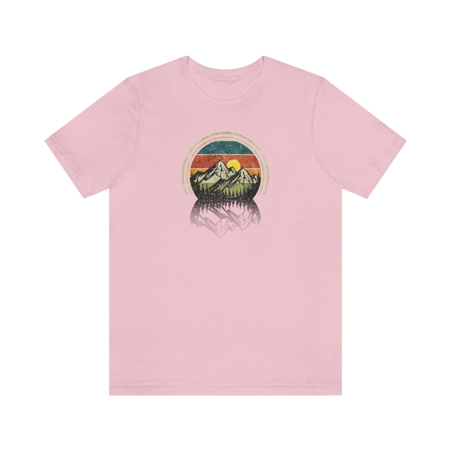 The Outdoor POD Store. Camping Tee Collection. Mountains. Pink