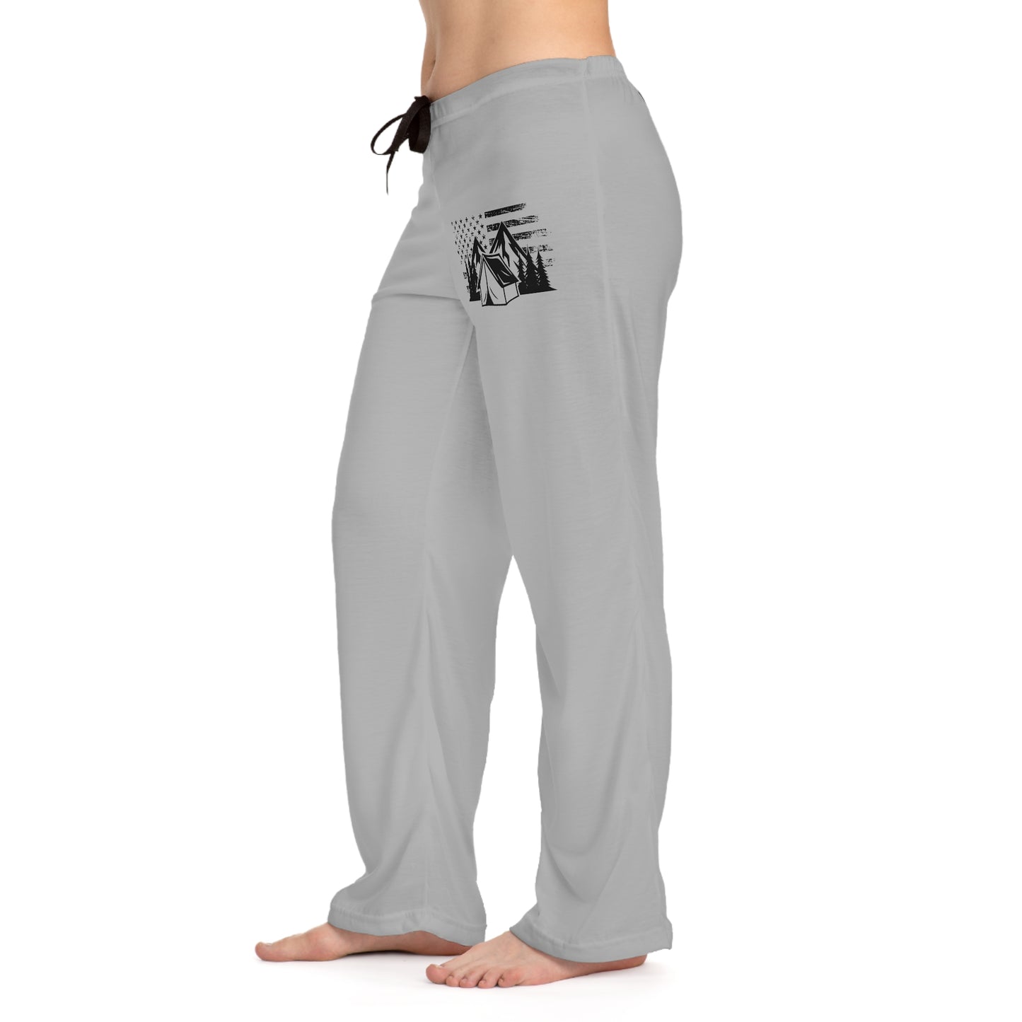 Women's Pajama Pants - Grey American Flag & Tent