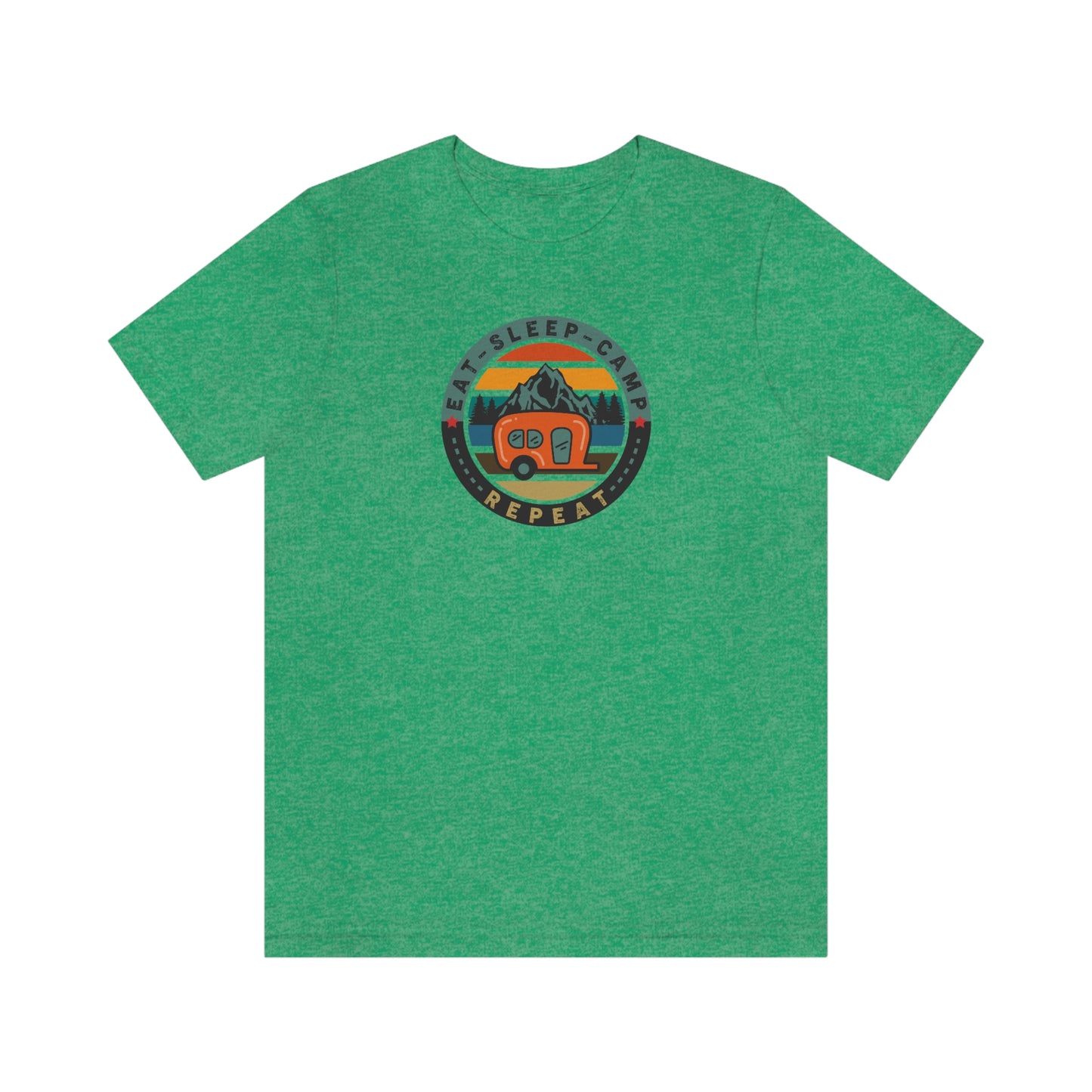 The Outdoor POD Store: Vintage Camping Tee - Eat, Sleep, Camp, Repeat. Heather Kelly