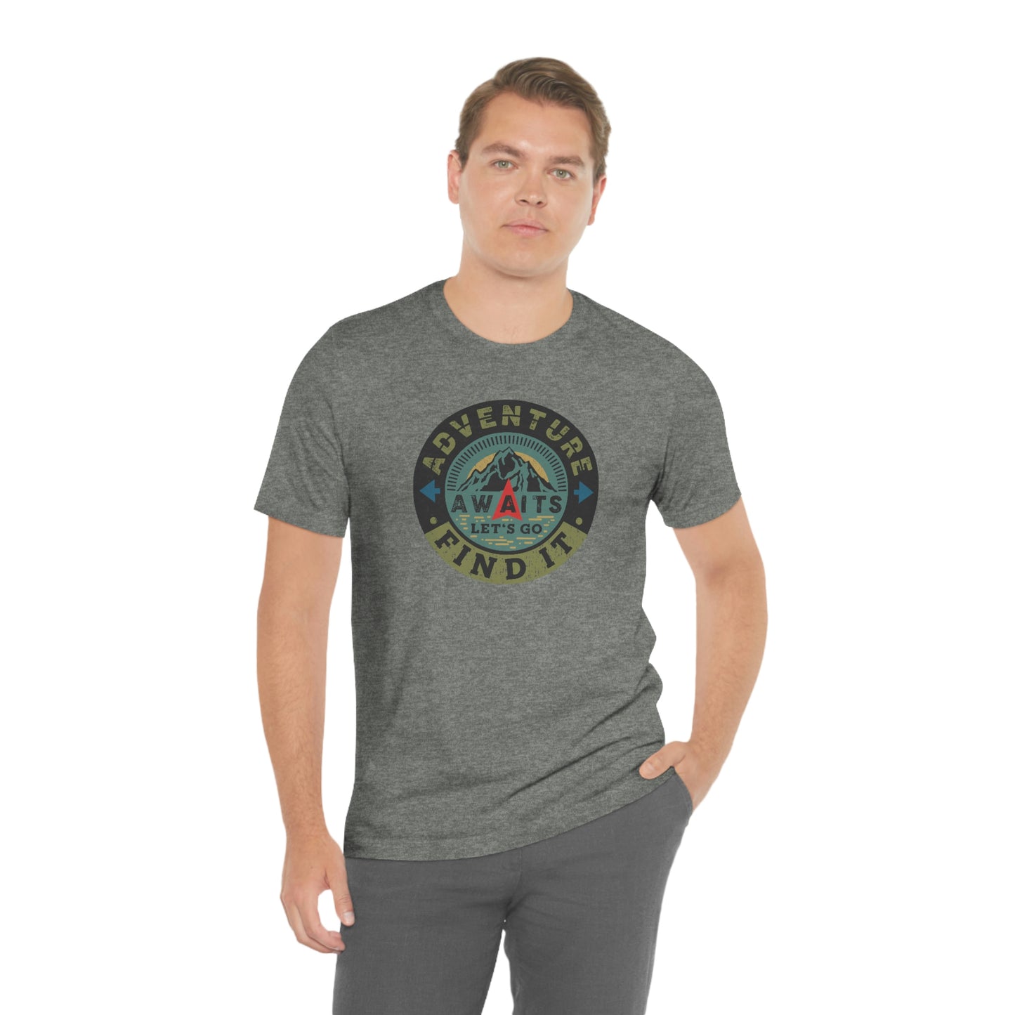 The Outdoor POD Store: Vintage Camping Tee Collection - Adventure Awaits Let's Go Find It. Deep Heather