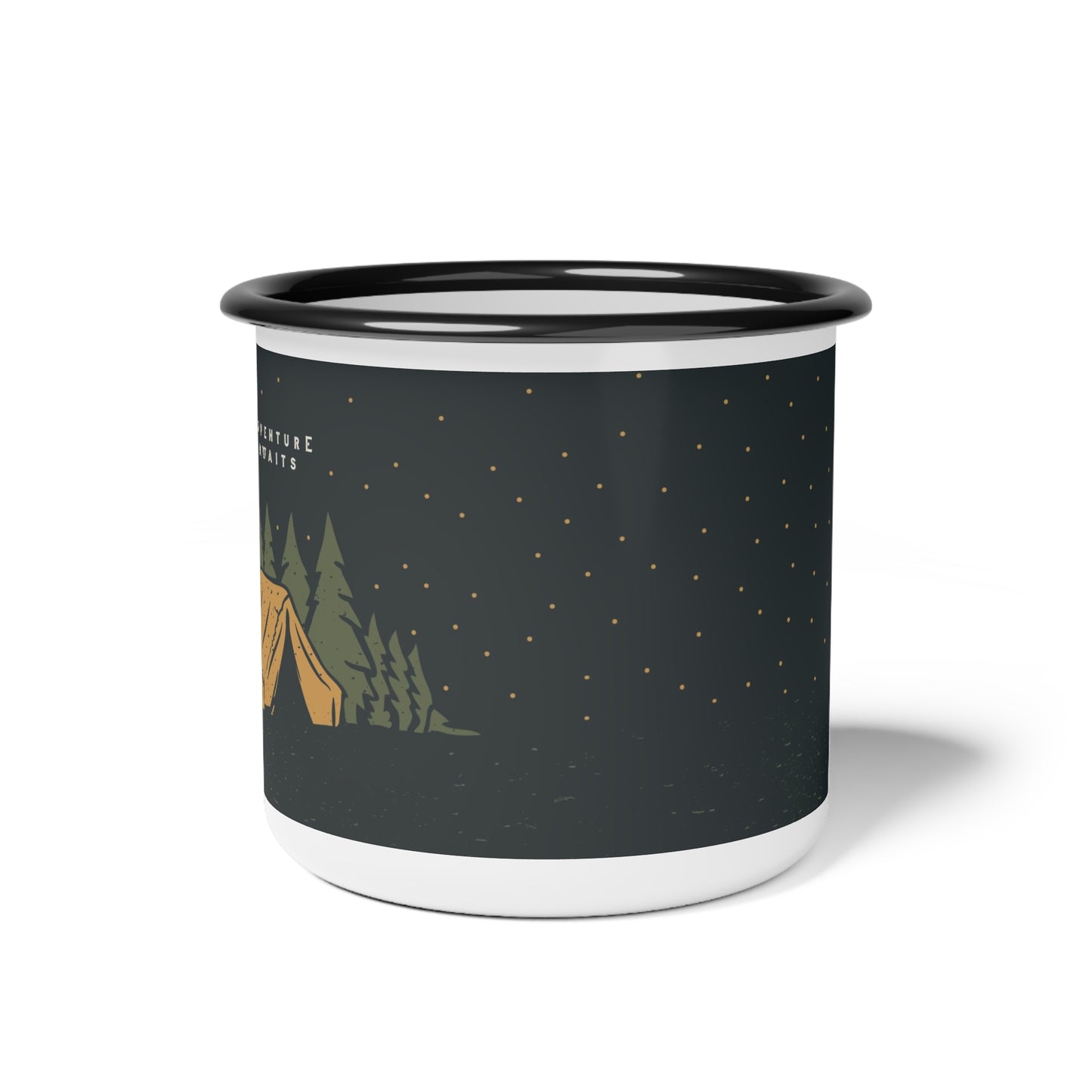 Enamel Camping Coffee Mug - Adventure Awaits