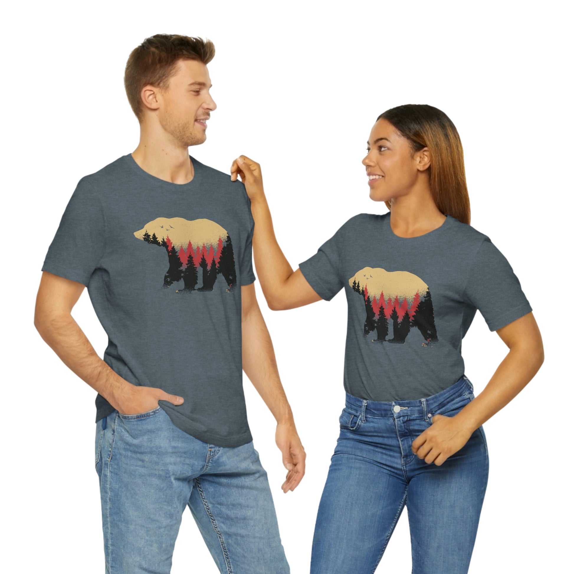 Outdoor POD Store. Camping Tee Collection. Bear Silhouette. Heather Slate