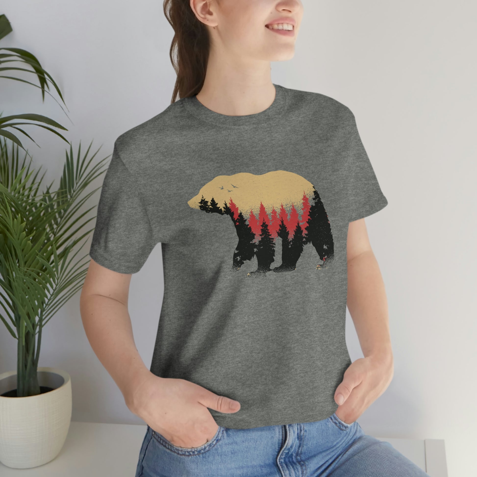 Outdoor POD Store. Camping Tee Collection. Bear Silhouette. Deep Heather