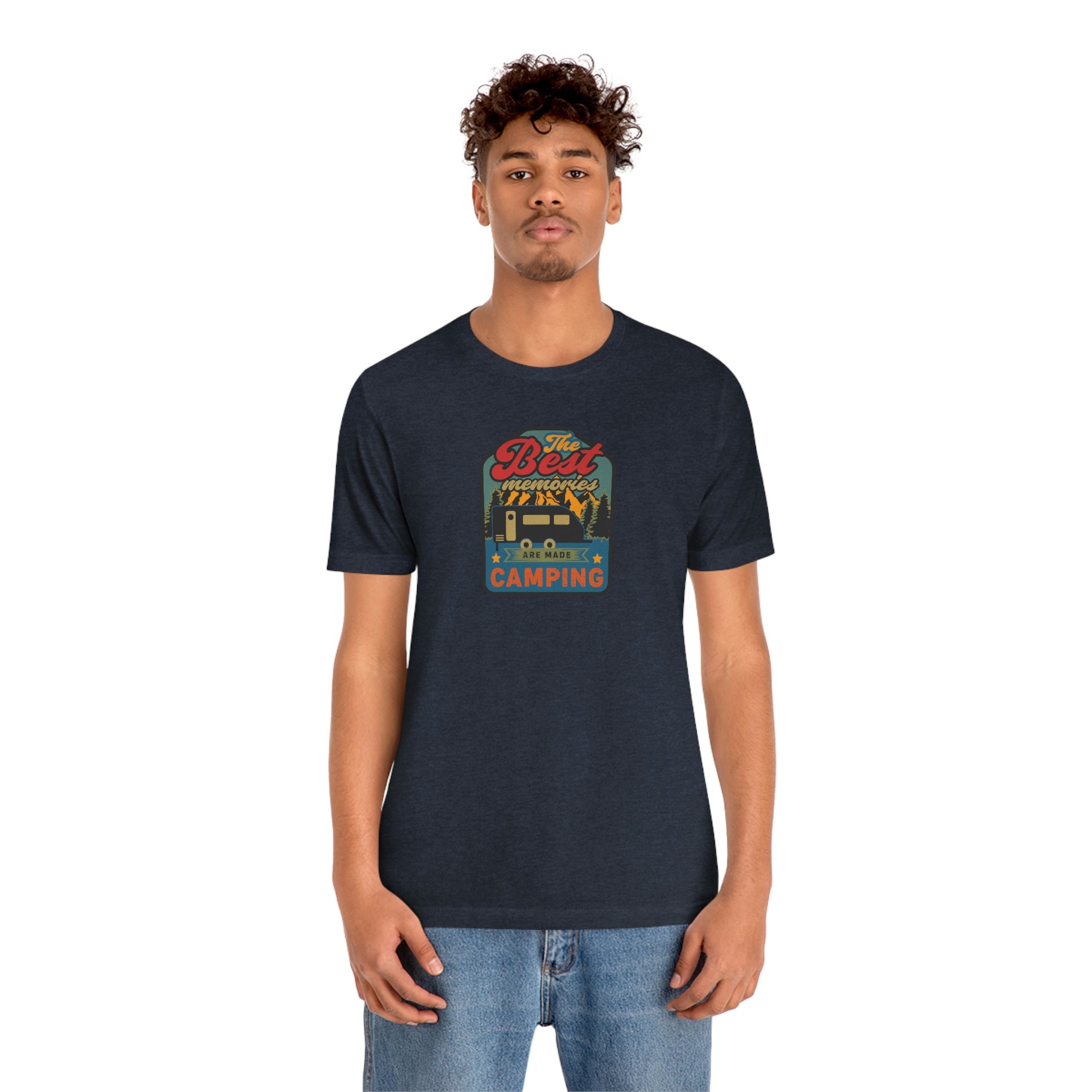 The Outdoor POD Store: Vintage Camping Tee Collection - The Best Memories are Made Camping. Heather Navy