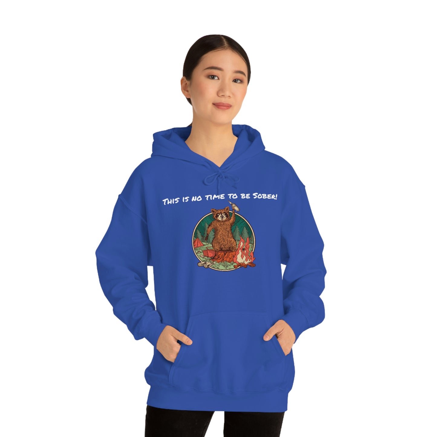 The Outdoor POD Store. This is No Time To Be Sober Hoodie. Royal Blue