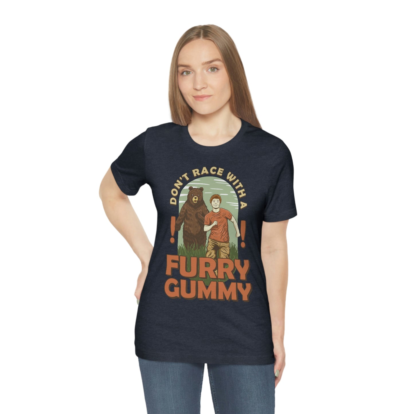 Funny Animal Meme Tee - Don't Race a Furry Gummy!