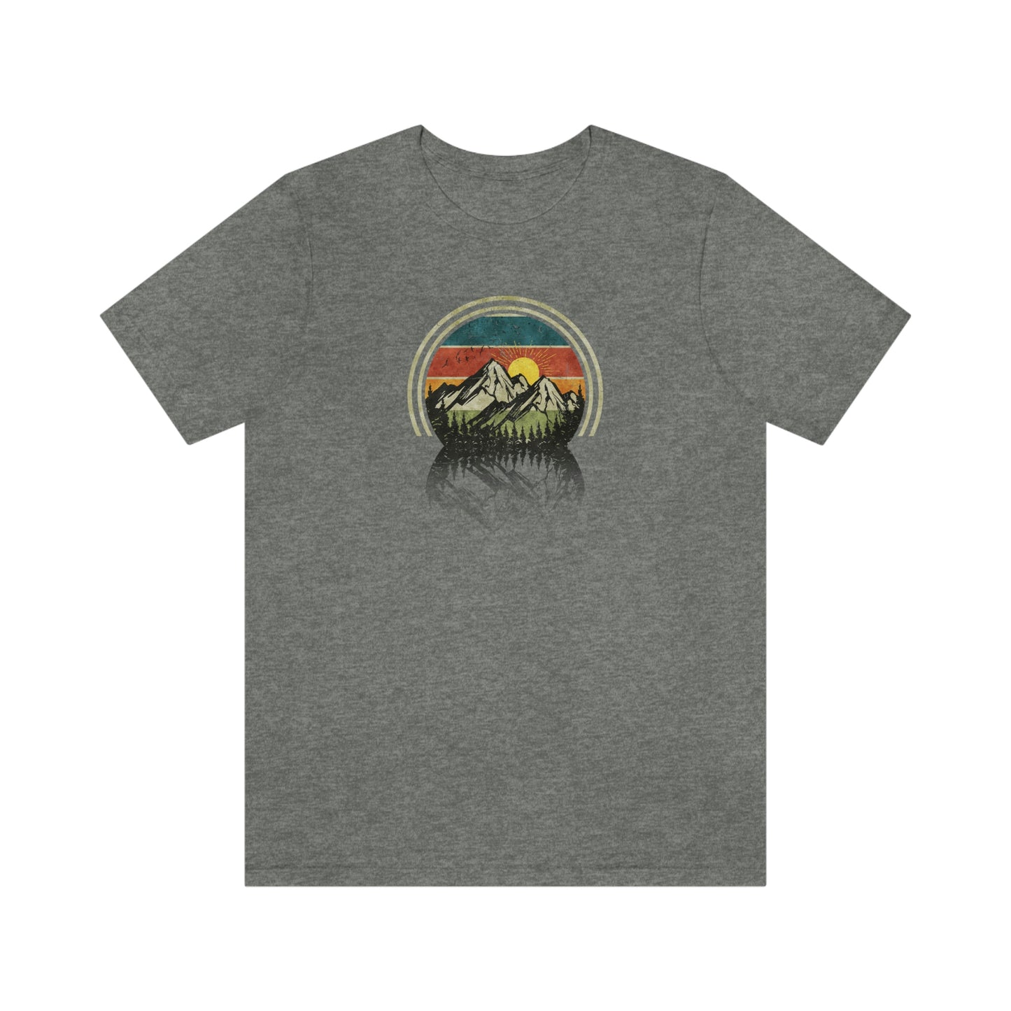 The Outdoor POD Store. Camping Tee Collection. Mountains. Deep Heather