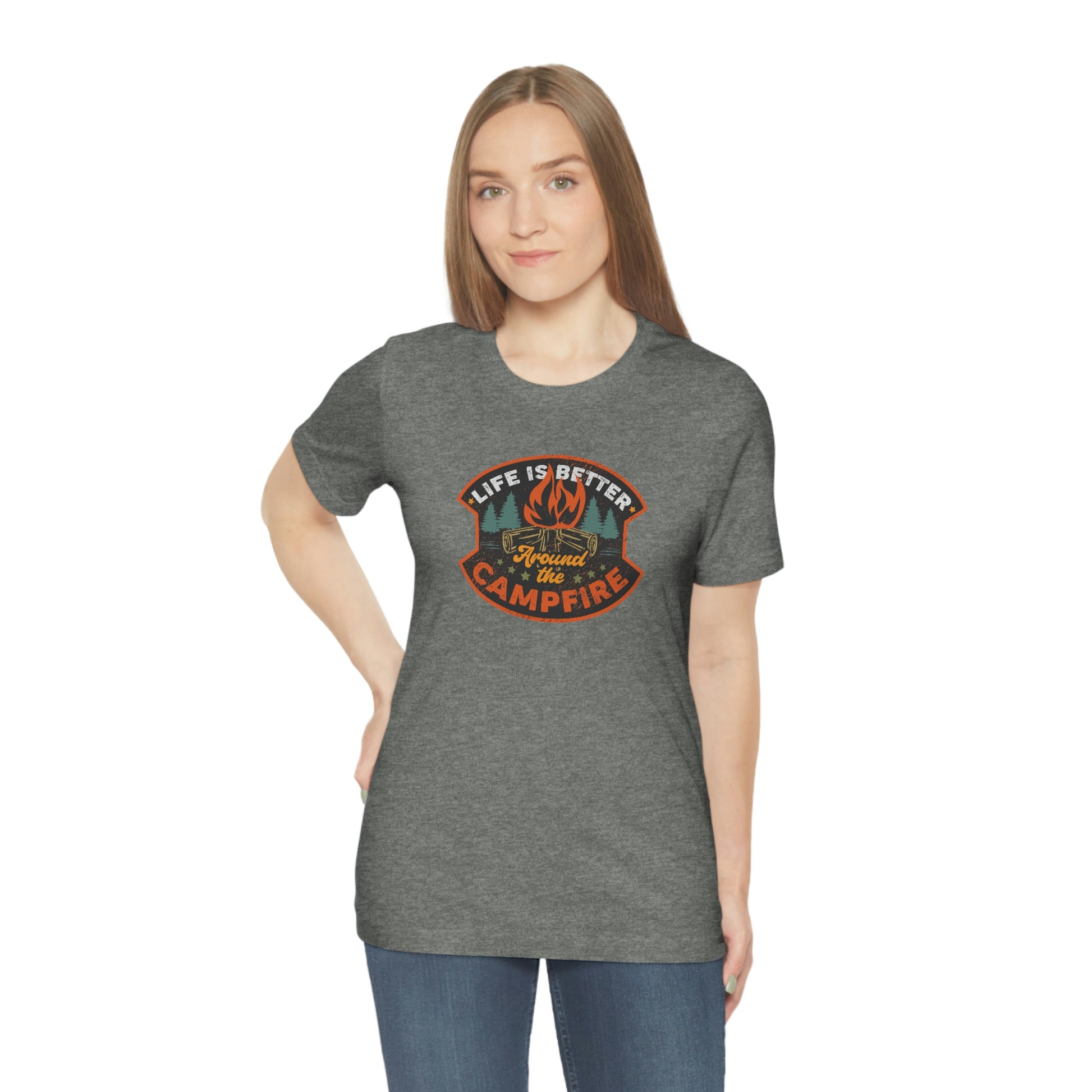 The Outdoor POD Store: Vintage Camping Tee - Life is Better Around the Campfire. Deep Heather