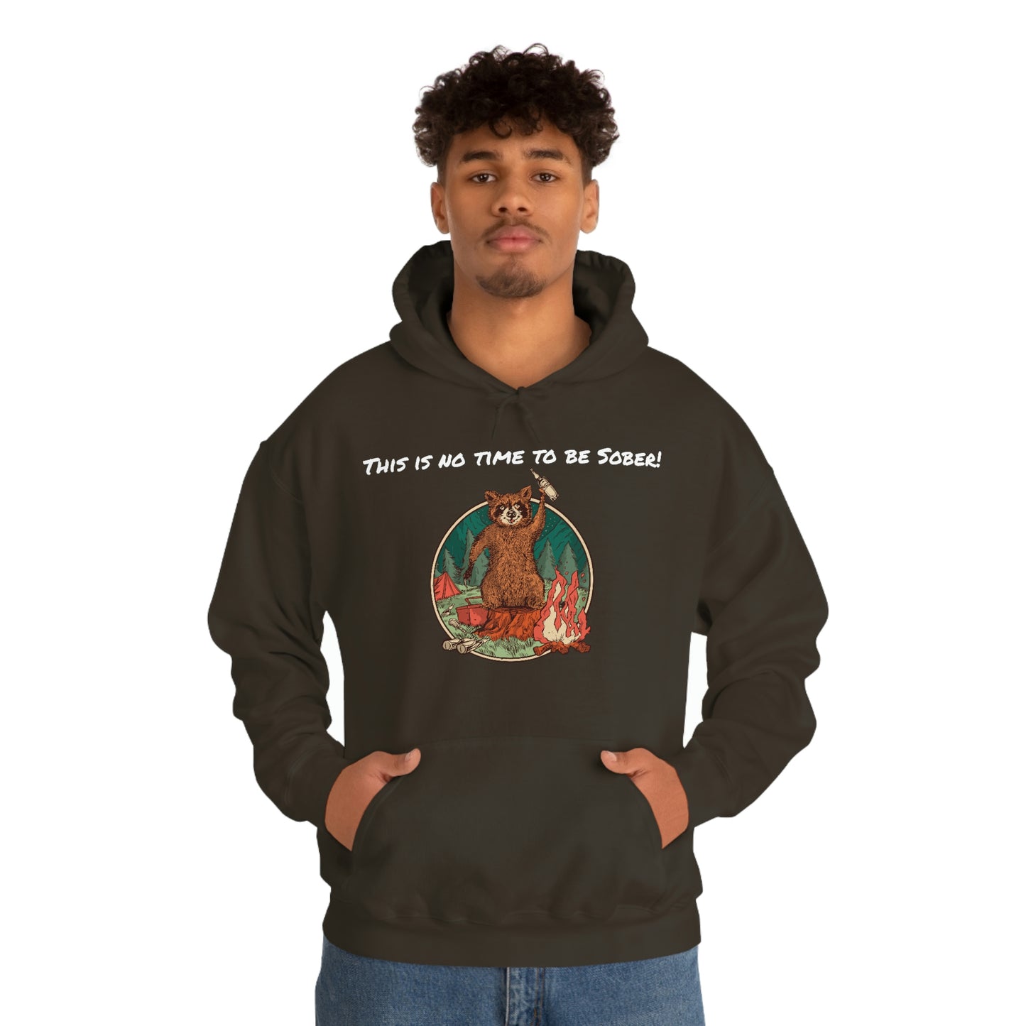 The Outdoor POD Store. This is No Time To Be Sober Hoodie. Dark Chocolate