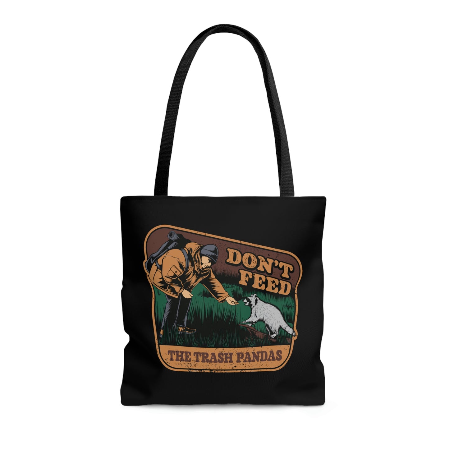 The Outdoor POD Store: Funny Animal Meme Tote, Don't Feed the Trash Pandas Tote. Black Small