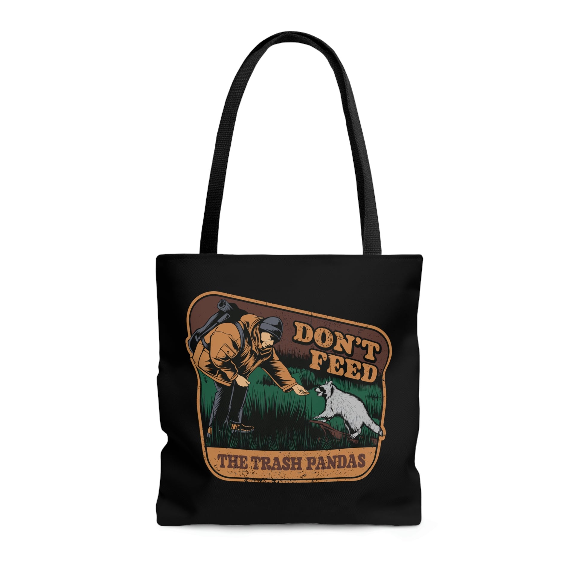 The Outdoor POD Store: Funny Animal Meme Tote, Don't Feed the Trash Pandas Tote. Black Small