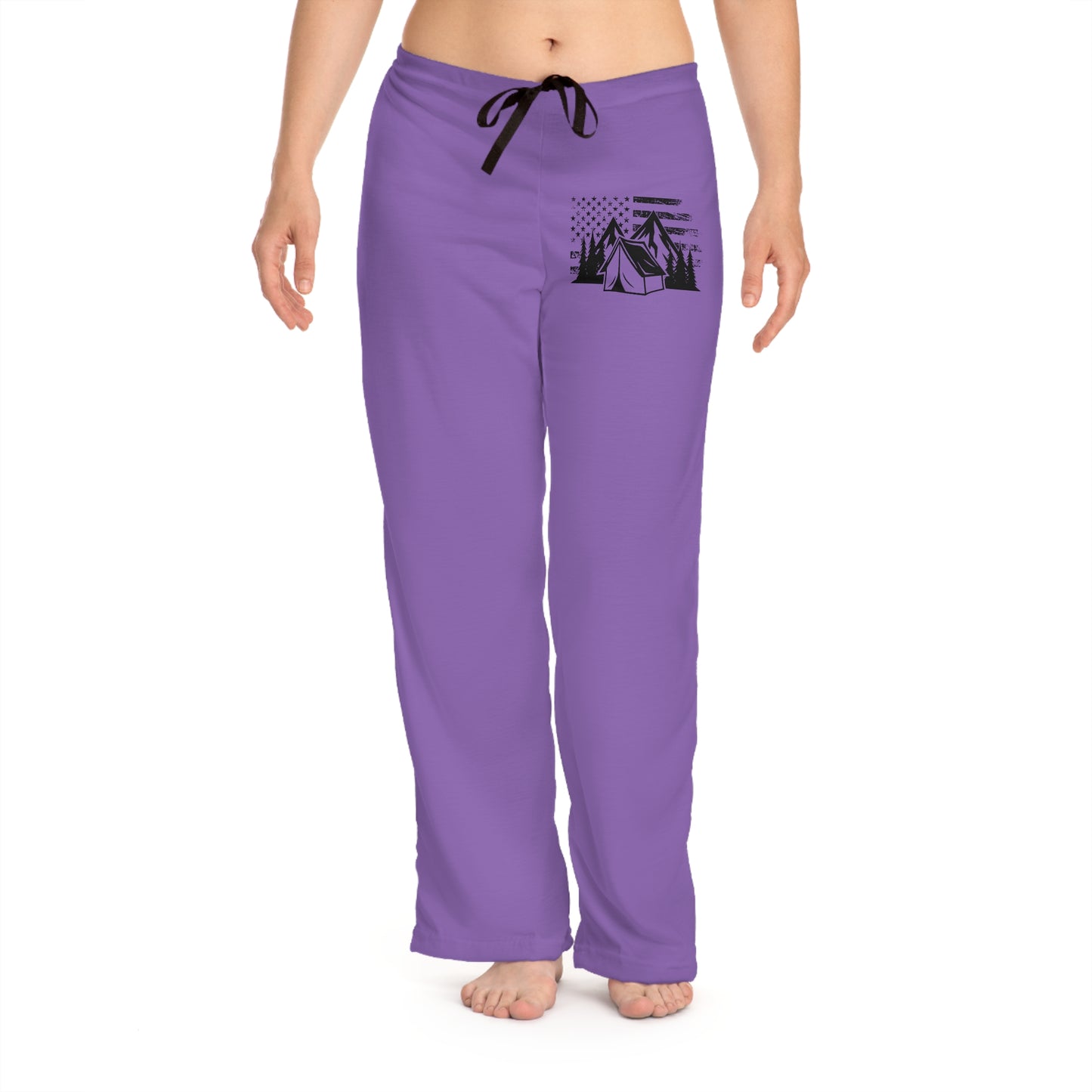 Women's Pajama Pants - Purple American Flag & Tent