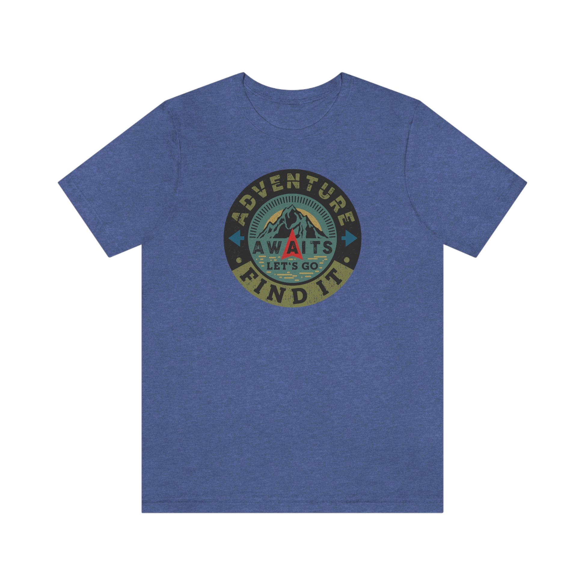 The Outdoor POD Store: Vintage Camping Tee Collection - Adventure Awaits Let's Go Find It. Heather Royal Blue