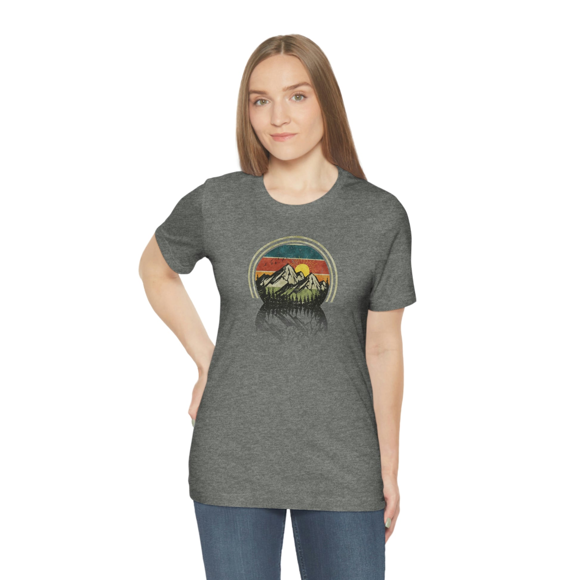 The Outdoor POD Store. Camping Tee Collection. Mountains. Deep Heather