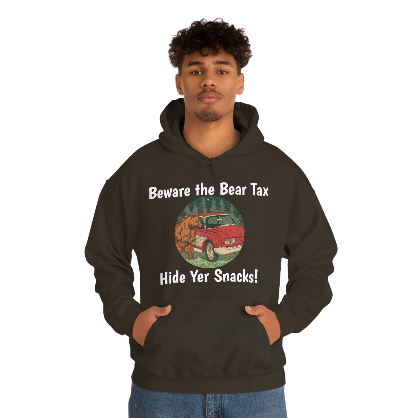 Funny Animal Meme Hoodie - Beware the Bear Tax Hide Yer Snacks!