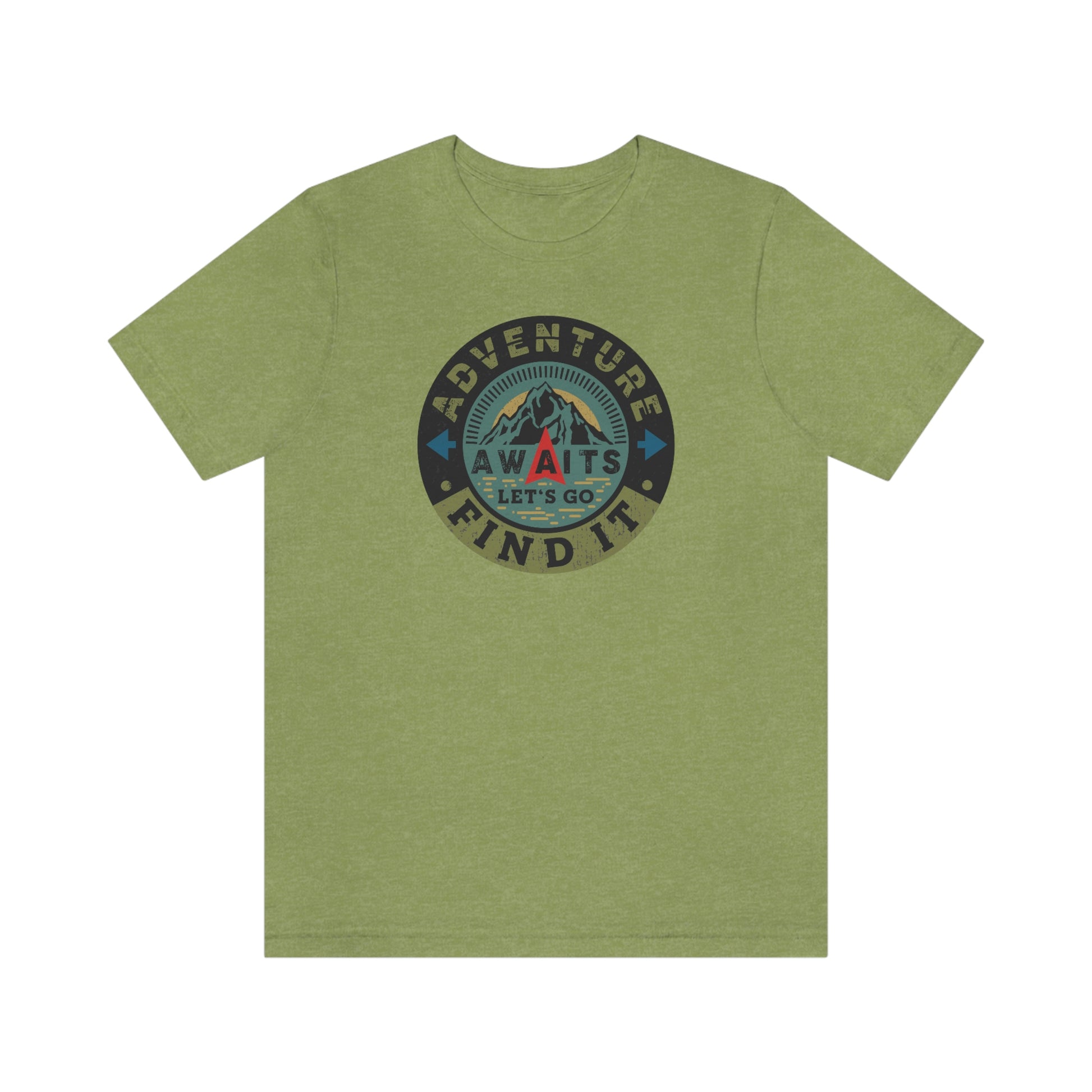 The Outdoor POD Store: Vintage Camping Tee Collection - Adventure Awaits Let's Go Find It. Heather Green