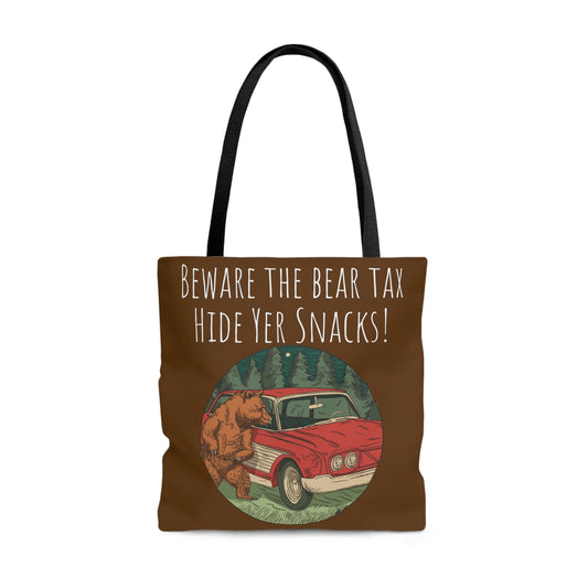 Funny Animal Meme Tote - Hide Yer Snacks! - Brown